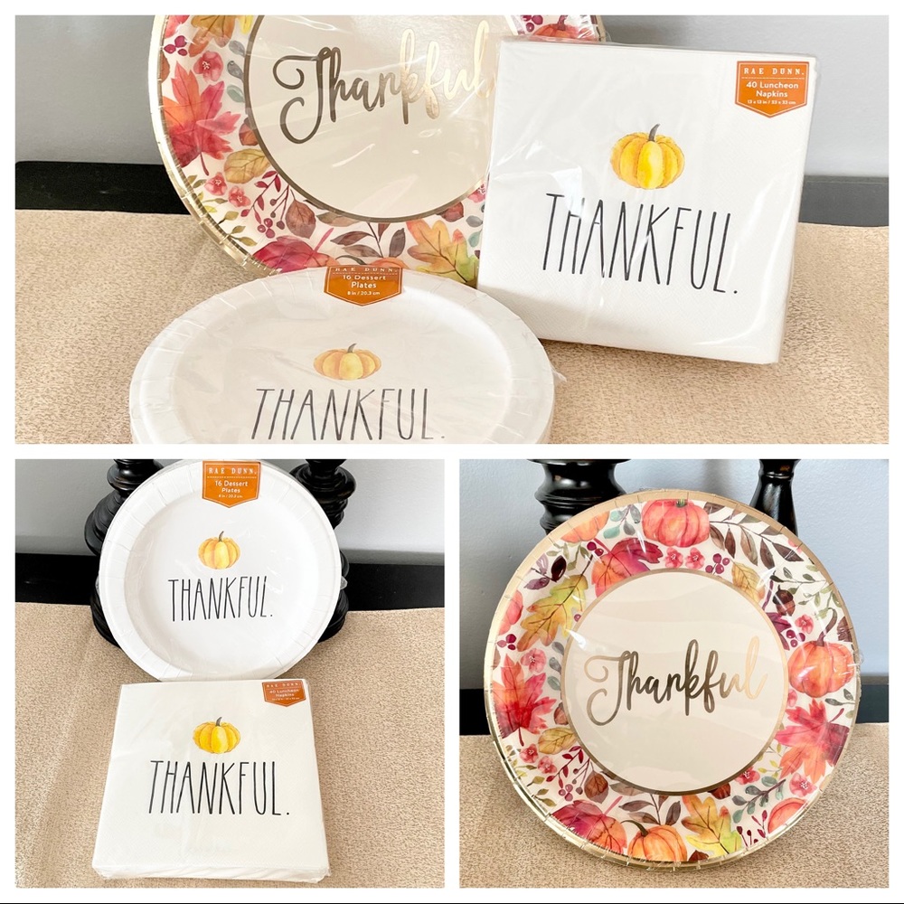 🆕Rae Dunn THANKFUL Party Plates Bundle